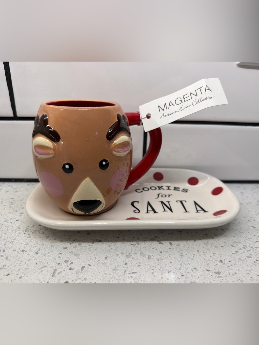 NWT Magenta Rae Dunn COOKIES For Santa plate and mug
